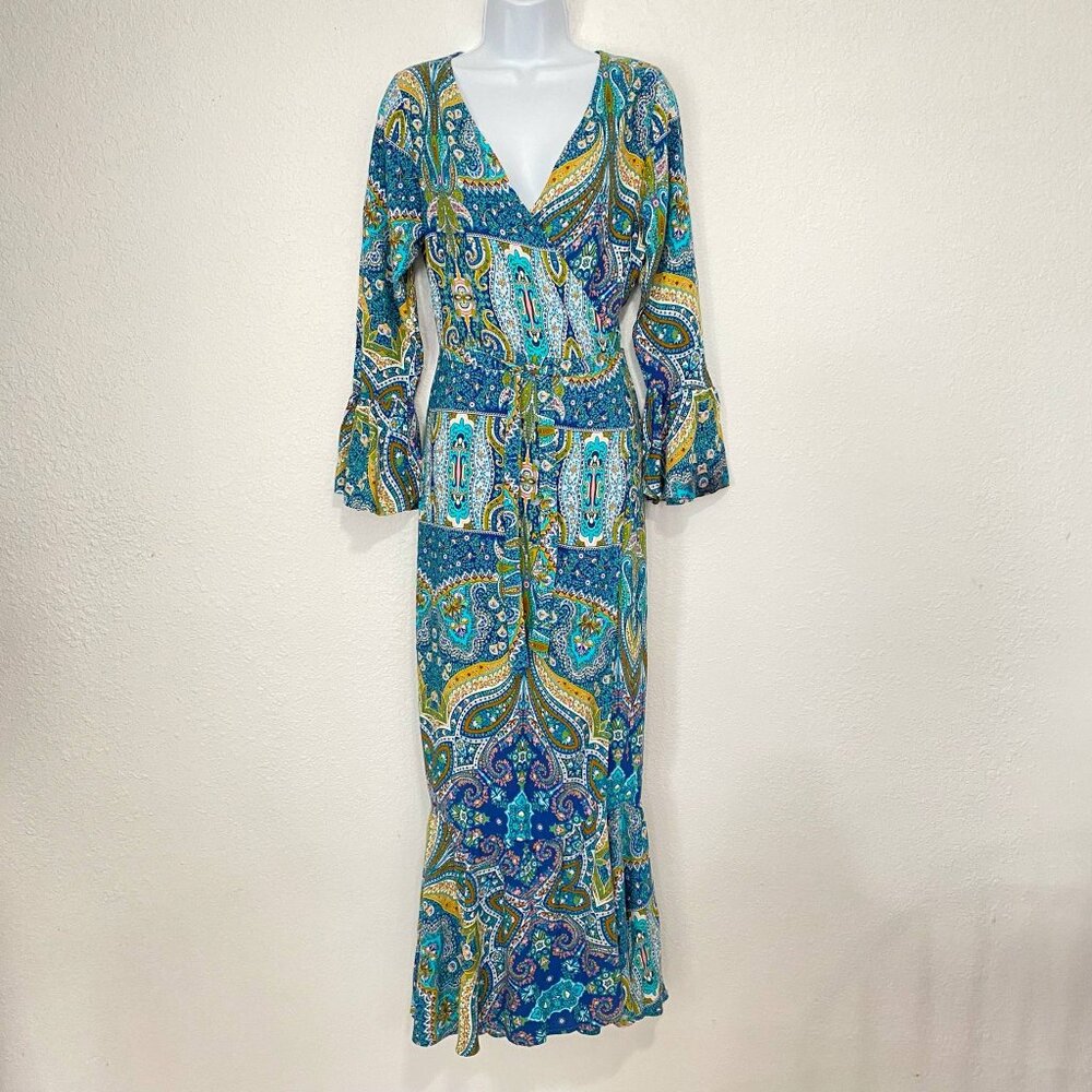 R. Vivimos Women's Bohemian Paisley Wrap-Around Long Maxi Dress Size S/ US 4/6